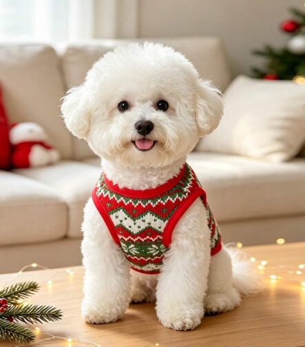 강아지 고양이 크리스마스 조끼 PET002 크리스마스 고양이 자카드 니트 조끼 펫 베스트