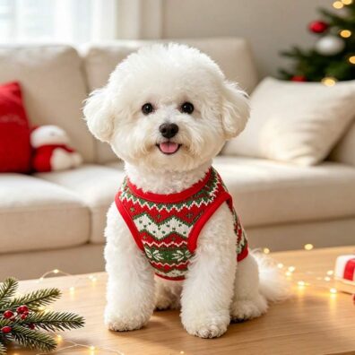 강아지 고양이 크리스마스 조끼 PET002 크리스마스 고양이 자카드 니트 조끼 펫 베스트